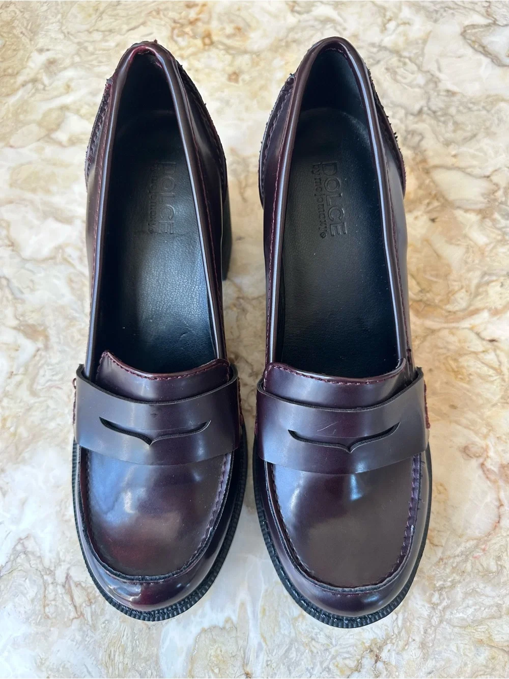 NEW Platform Penny Lug Loafers Dolce Mojo Moxy Oxblood Burgundy 8 Y2K Chunky